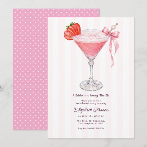 A Bride in a Tini Bit Preppy Coquette Bachelorette Invitation