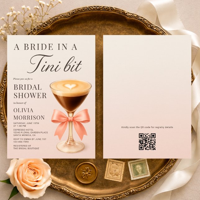 A Bride in a Tini Bit QR Code Bridal Shower Invitation (Creator Uploaded)