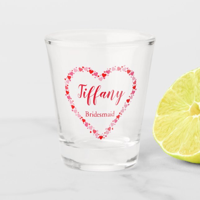 A bridesmaid charm shot glass (Front)