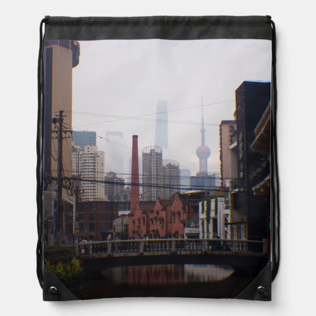 A Bridge in Shanghai Drawstring Bag (Front)