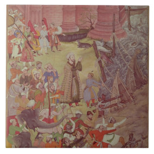 A Bridge of boats broken by Akbar (r.1556-1605) on Ceramic Tile