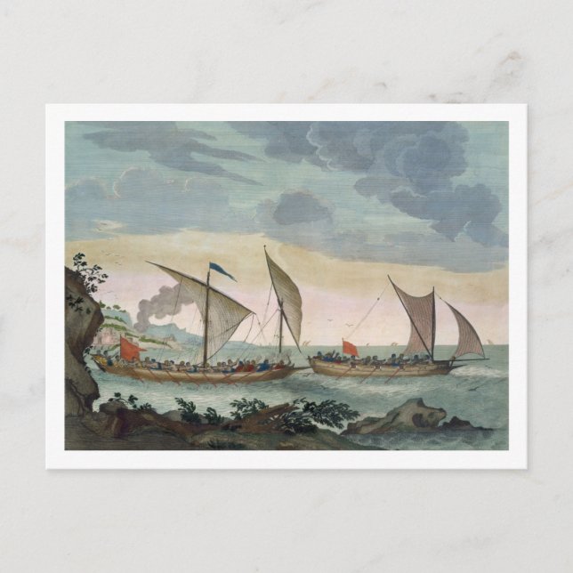 A Brigantine giving chase to a Felucca, and about Postcard (Front)