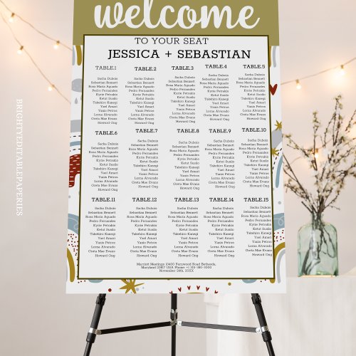 A Bright and Bold Seating Chart for Your Wedding Foam Board