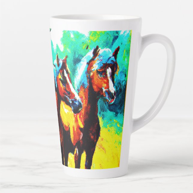 A Bright and Cheerful Horse Art Piece. Buy Now Latte Mug (Right)