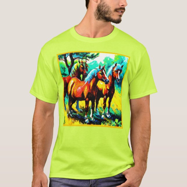 A Bright and Cheerful Horse Art Piece. Buy Now T-Shirt (Front)