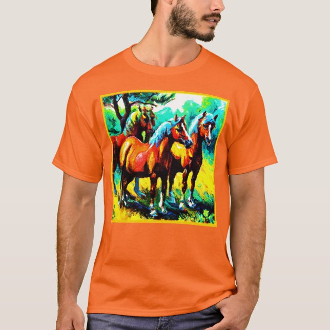 A Bright and Cheerful Horse Art Piece. Buy Now T-Shirt (Front)