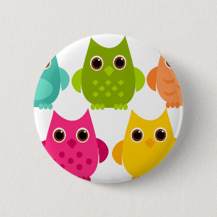 A Bright Bunch of Owls Button