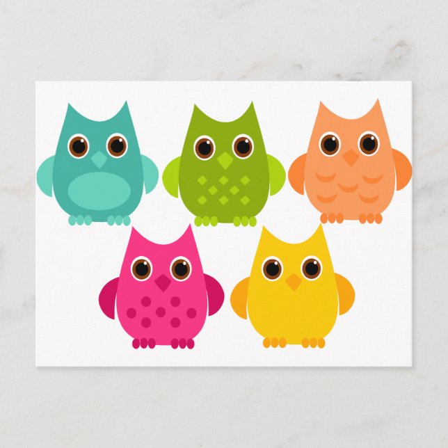 A Bright Bunch of Owls Postcard (Front)
