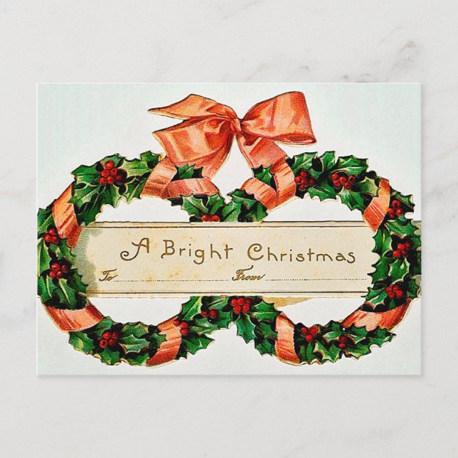A bright Christmas Vintage holiday postcard (Front)