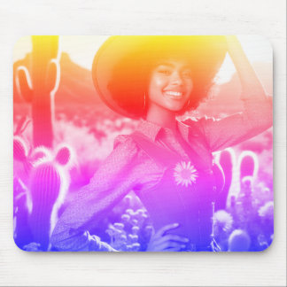 A Bright Colorful Cowgirl In Her Western Style Out Mouse Pad