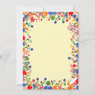 A bright, colorful floral border invitation