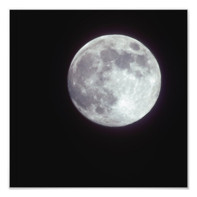 A bright full moon in a black night sky. photo print (Front)