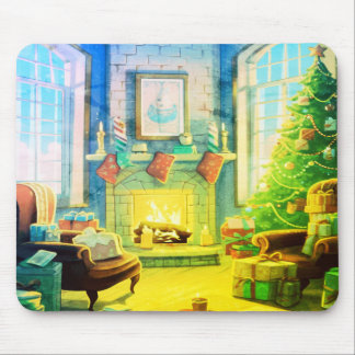 A Bright Green Merry Christmas Cushiony Laptop Mouse Pad