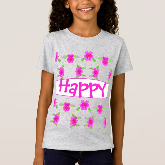 A Bright Pink  Happy Tee (Front)