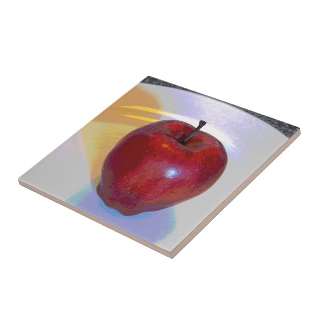 A Bright Red Apple Ceramic Tile (Side)