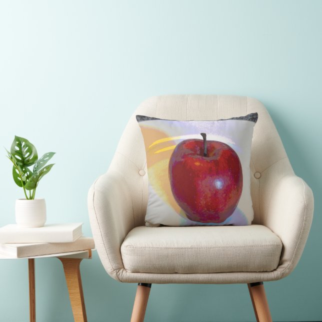 A Bright Red Apple Throw Pillow (Chair)
