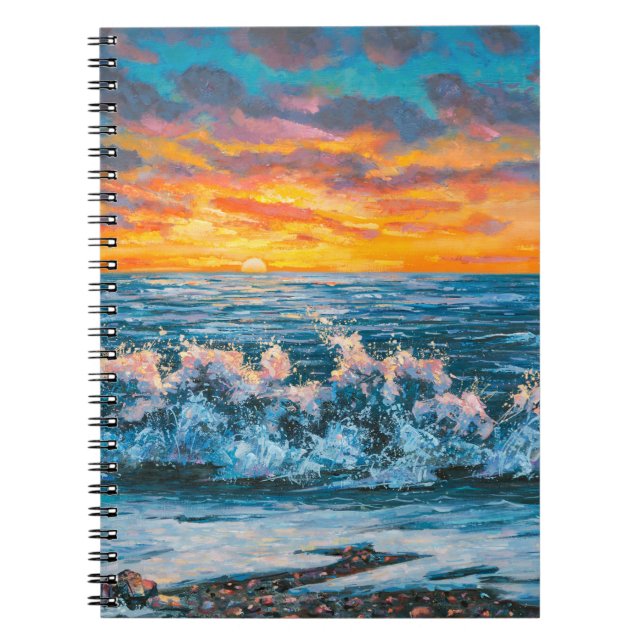 A bright sunset during a storm. An oil painting on Notebook (Front)