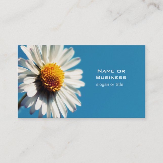 A Bright White Daisy under a Big Blue Sky Business Card (Front)