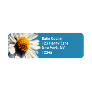 A Bright White Daisy under a Big Blue Sky Label