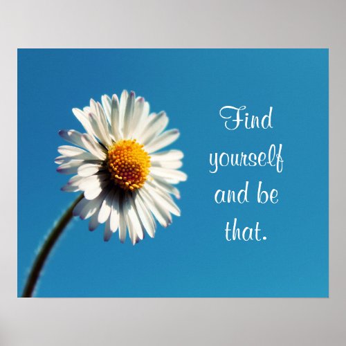 A Bright White Daisy under a Big Blue Sky Poster