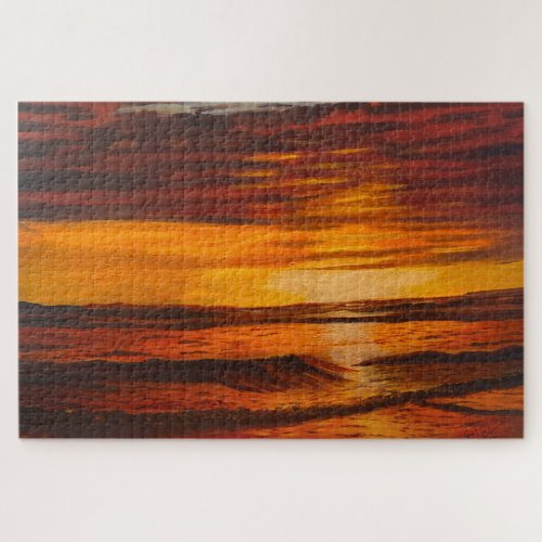 A Brillant Orange Sunset By Gary Poling Jigsaw Puzzle