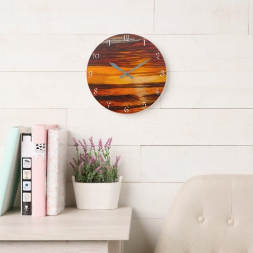 A Brillant Orange Sunset By Gary Poling Large Clock