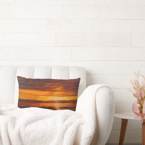 A Brillant Orange Sunset By Gary Poling Lumbar Pillow