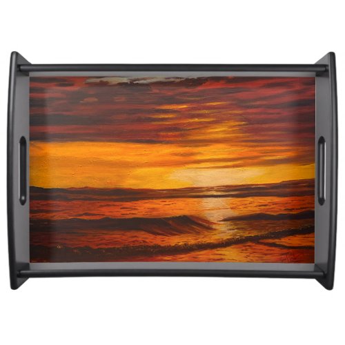 A Brillant Orange Sunset By Gary Poling Serving Tray