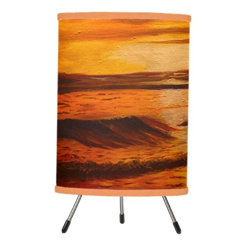 A Brillant Orange Sunset By Gary Poling Tripod Lamp