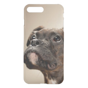 A Brindle Boxer puppy looking up curiously. iPhone 8 Plus/7 Plus Case