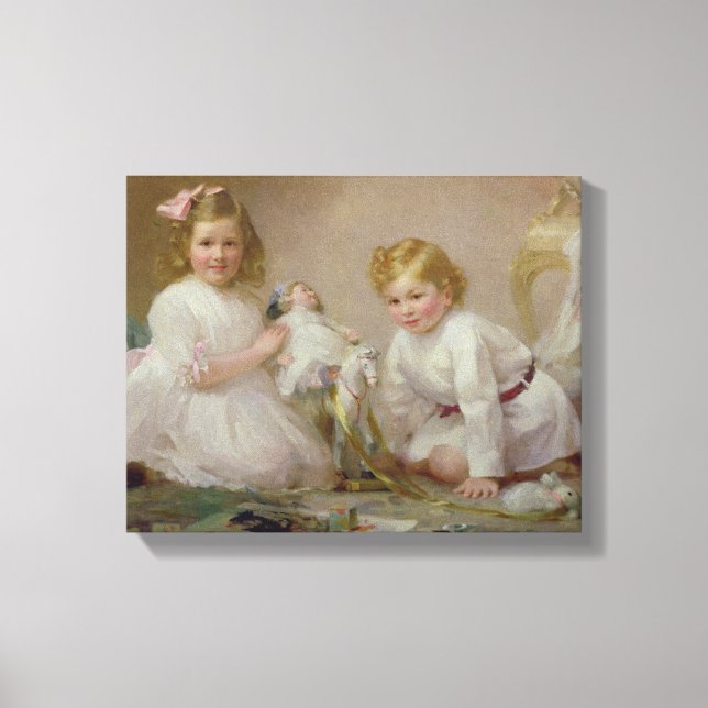 A Brother and Sister Playing, 1915 Canvas Print (Front)