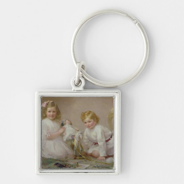 A Brother and Sister Playing, 1915 Keychain (Front)
