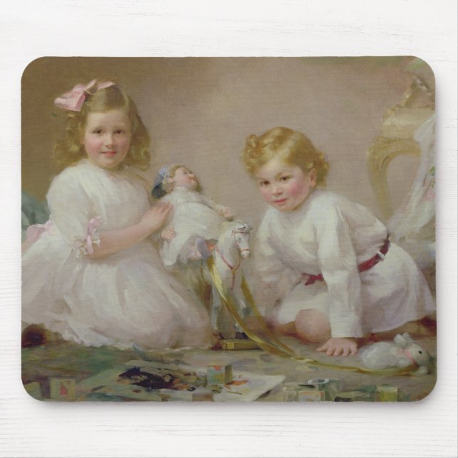 A Brother and Sister Playing, 1915 Mouse Pad (Front)