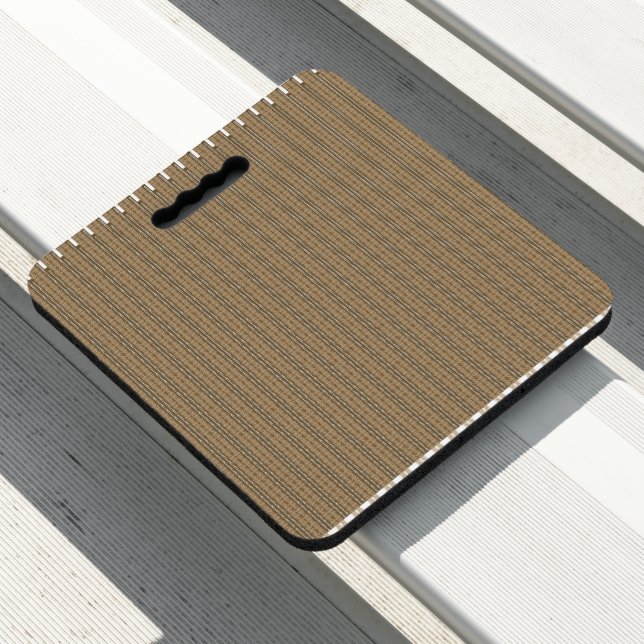 a brown and beige striped background seat cushion (In Situ)