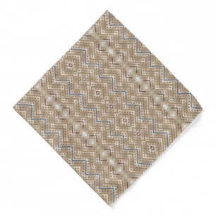 a brown and blue pattern on a white background bandana