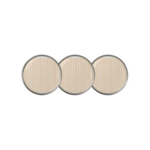 A brown and orange rug with a repeating pattern mo golf ball marker