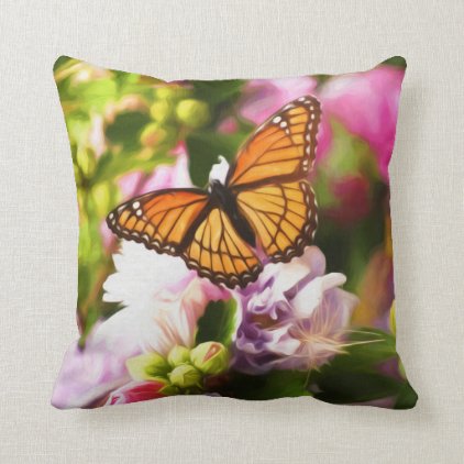 A Brown Horse in a Field with Dandelions Throw Pillow