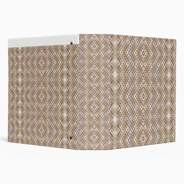 A brown rug displaying a symmetrical design featur 3 ring binder (Background)