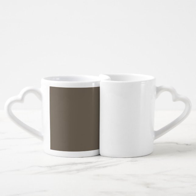 a brown wall with a black and white clock on it coffee mug set (Front Nesting)
