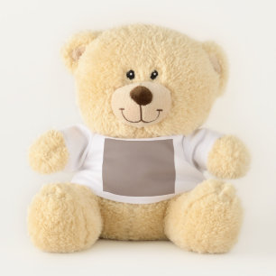 a brown wall with a clock on it teddy bear