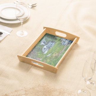 A Buck Rests at a Cascading River Serving Tray