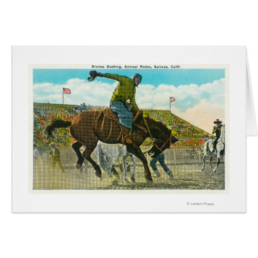 A Bucking Bronco at the Annual Salinas Rodeo Cards (Front Horizontal)