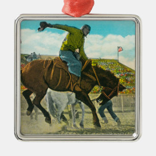 A Bucking Bronco at the Annual Salinas Rodeo Metal Ornament