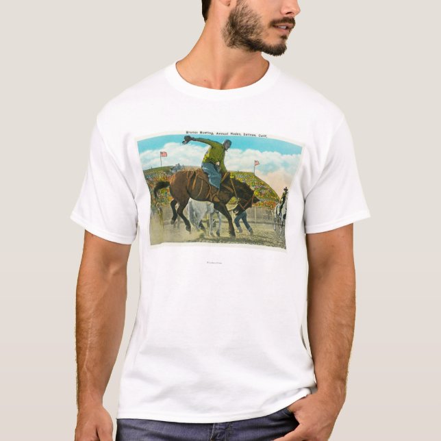 A Bucking Bronco at the Annual Salinas Rodeo T-Shirt (Front)