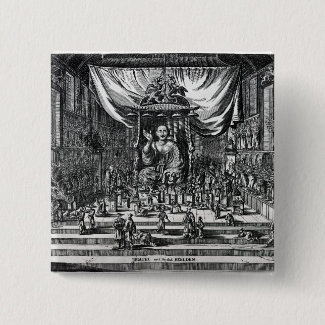 A Buddhist Temple, an illustration Button (Front)