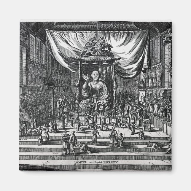 A Buddhist Temple, an illustration Magnet (Front)