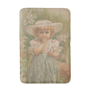 "A Budding Easter" Vintage Illustration, ca. 1890 Bath Mat