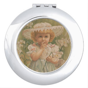 "A Budding Easter" Vintage Illustration, ca. 1890 Compact Mirror