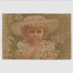 "A Budding Easter" Vintage Illustration, ca. 1890 Fiber Doormat