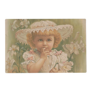 "A Budding Easter" Vintage Illustration, ca. 1890 Placemat